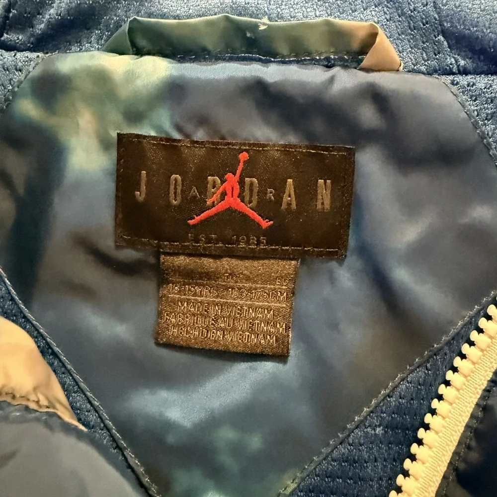 Nike‎ Air Jordan Boys Hooded Windbreaker Jacket Blue Tie Dye Full Zip Youth LG
